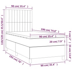  Sommier à lattes de lit et matelas Gris clair 90x190 cm Velours alsavelo 