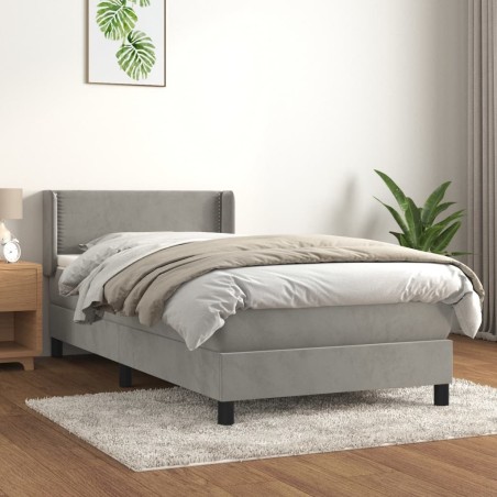  Sommier à lattes de lit et matelas Gris clair 90x200 cm Velours alsavelo 