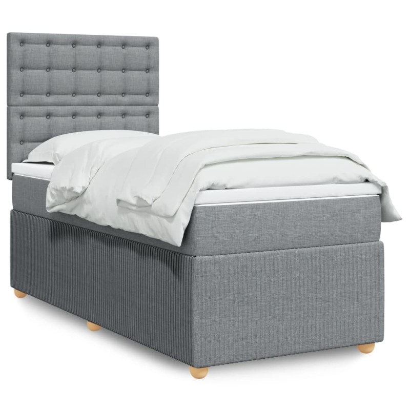  Sommier à lattes de lit et matelas Gris clair 90x190 cm Tissu alsavelo 