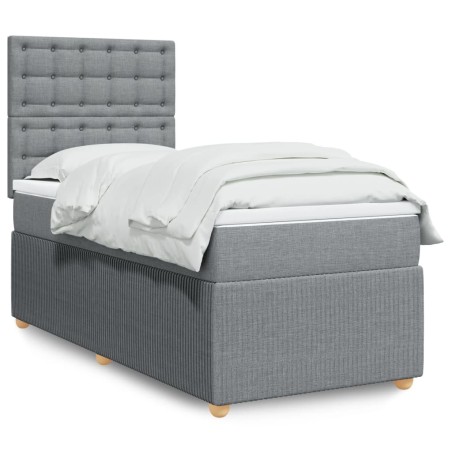  Sommier à lattes de lit et matelas Gris clair 90x190 cm Tissu alsavelo 