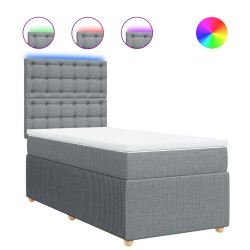  Sommier à lattes de lit et matelas Gris clair 90x190 cm Tissu alsavelo 