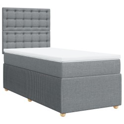  Sommier à lattes de lit et matelas Gris clair 90x190 cm Tissu alsavelo 