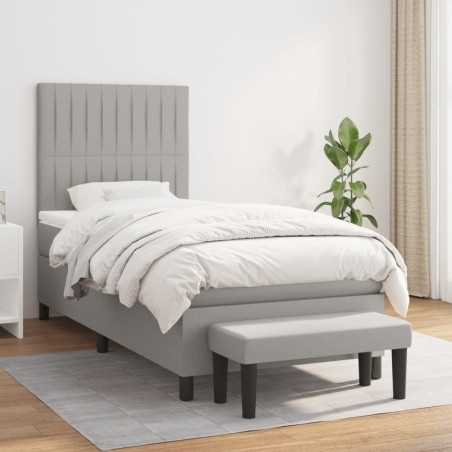  Sommier à lattes de lit et matelas Gris clair 90x190 cm Tissu alsavelo 