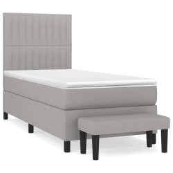  Sommier à lattes de lit et matelas Gris clair 90x190 cm Tissu alsavelo 