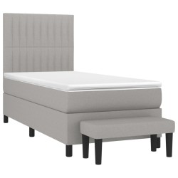  Sommier à lattes de lit et matelas Gris clair 90x190 cm Tissu alsavelo 
