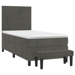  Sommier à lattes de lit et matelas Gris foncé 90x190 cm Velours alsavelo 