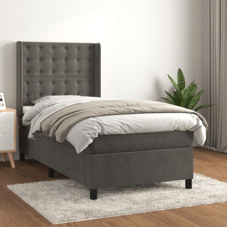  Sommier à lattes de lit et matelas Gris foncé 90x190 cm Velours alsavelo 