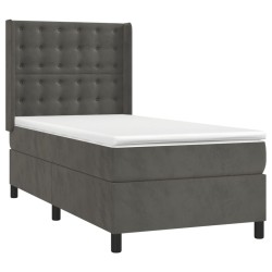  Sommier à lattes de lit et matelas Gris foncé 90x190 cm Velours alsavelo 