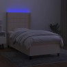  Sommier à lattes de lit matelas et LED Crème 100x200 cm Tissu alsavelo 