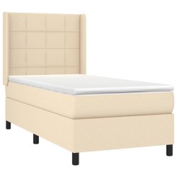  Sommier à lattes de lit matelas et LED Crème 100x200 cm Tissu alsavelo 