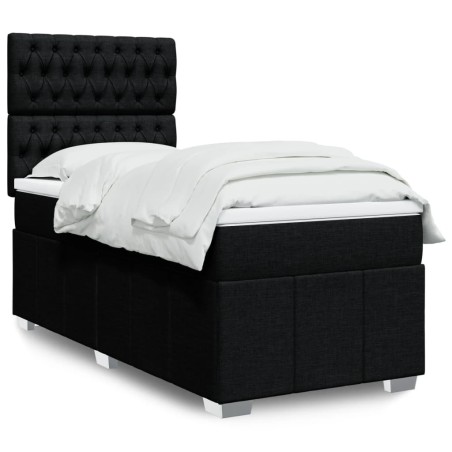  Sommier à lattes de lit et matelas Noir 80x200 cm Tissu alsavelo 