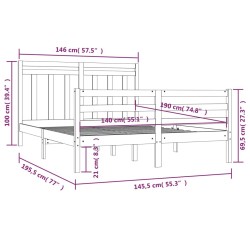  Cadre de lit sans matelas 140x190 cm bois massif alsavelo 