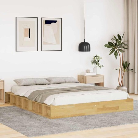  Cadre de lit sans matelas 140x190 cm bois massif de chêne alsavelo 
