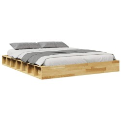  Cadre de lit sans matelas 140x190 cm bois massif de chêne alsavelo 