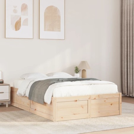  Cadre de lit sans matelas 135x190 cm bois de pin massif alsavelo 