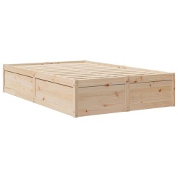  Cadre de lit sans matelas 135x190 cm bois de pin massif alsavelo 