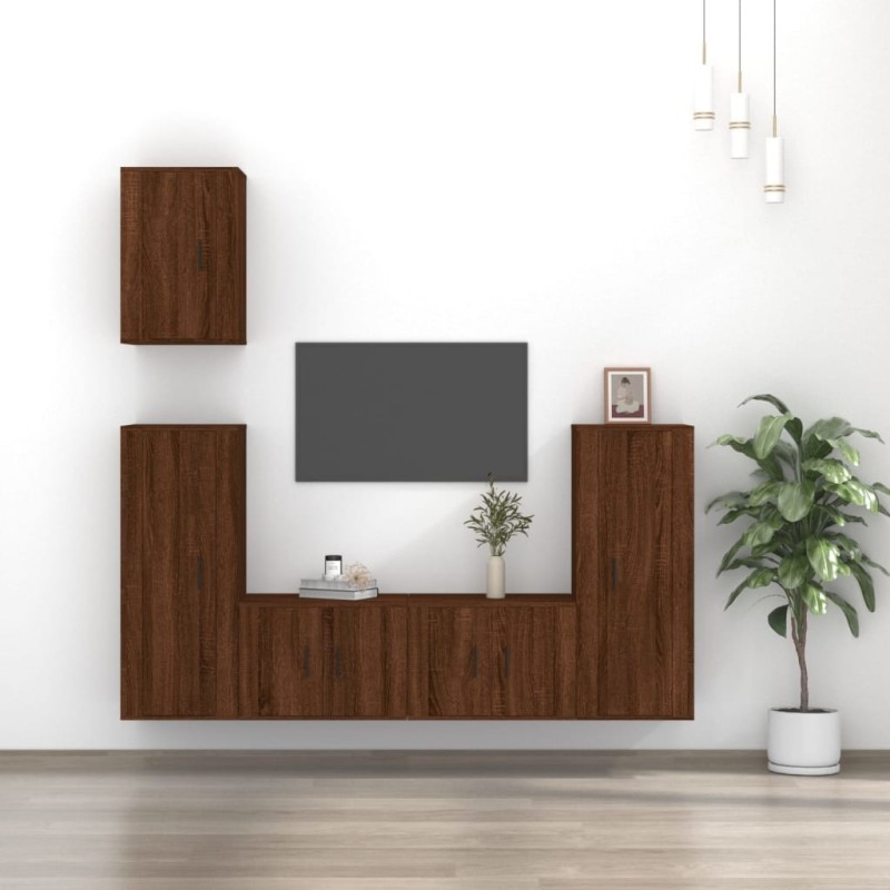  meubles TV 5 pcs Chêne marron Bois d'ingénierie alsavelo 