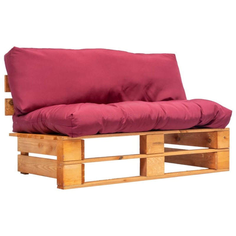 Canapé de jardin palette avec coussins rouge Pinède alsavelo Canapé de jardin palette avec coussins rouge Pinède alsavelo
