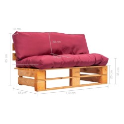  Canapé de jardin palette avec coussins rouge Pinède alsavelo 