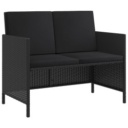  Ensemble à manger de jardin coussins 6pcs noir résine tressée alsavelo 