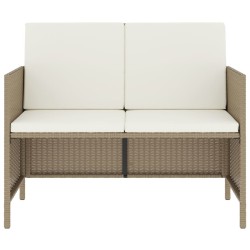  Ensemble à manger de jardin avec coussins 6pcs beige poly rotin alsavelo 