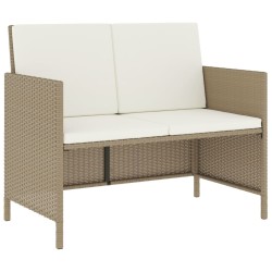  Ensemble à manger de jardin avec coussins 6pcs beige poly rotin alsavelo 