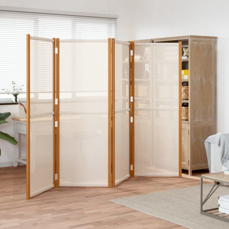  Cloison de séparation 4 panneaux Blanc crème 280x180 cm alsavelo 