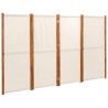  Cloison de séparation 4 panneaux Blanc crème 280x180 cm alsavelo 
