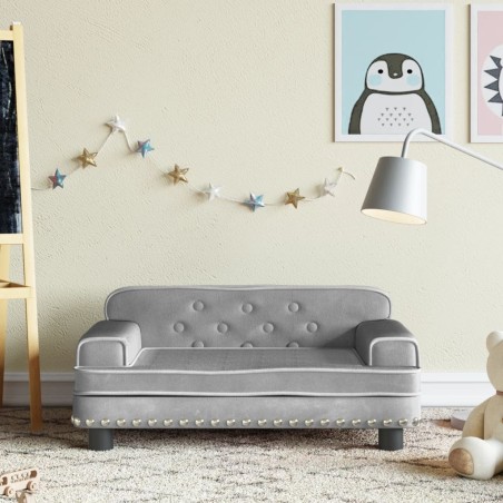  Canapé pour enfants gris clair 70x45x30 cm velours alsavelo 