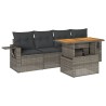  Salon de jardin 5 pcs avec coussins gris résine tressée alsavelo 