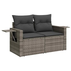  Salon de jardin 5 pcs avec coussins gris résine tressée alsavelo 
