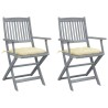  Chaises pliables d'extérieur lot de 2 et coussins Bois d'acacia alsavelo 