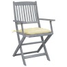 Chaises pliables d'extérieur lot de 2 et coussins Bois d'acacia alsavelo 