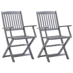  Chaises pliables d'extérieur lot de 2 et coussins Bois d'acacia alsavelo 