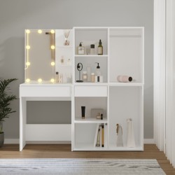  Coiffeuse à LED avec 2 armoires Blanc Bois d'ingénierie alsavelo 