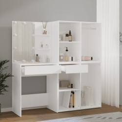  Coiffeuse à LED avec 2 armoires Blanc Bois d'ingénierie alsavelo 