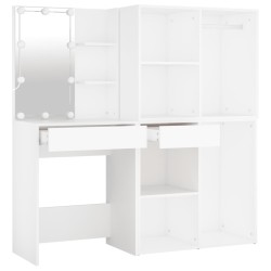  Coiffeuse à LED avec 2 armoires Blanc Bois d'ingénierie alsavelo 