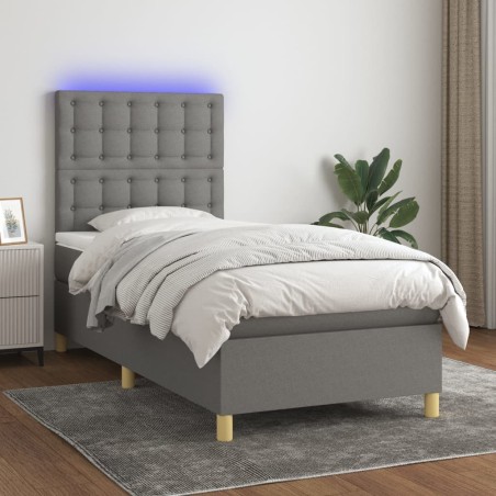  Sommier à lattes de lit et matelas et LED Gris foncé 90x200 cm alsavelo 