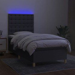  Sommier à lattes de lit et matelas et LED Gris foncé 90x200 cm alsavelo 
