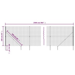  Clôture en treillis métallique et piquet d'ancrage vert 1,6x25m alsavelo 