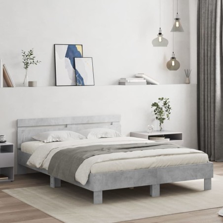  Cadre de lit sans matelas gris béton 150x200 cm alsavelo 