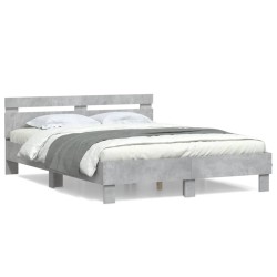  Cadre de lit sans matelas gris béton 150x200 cm alsavelo 