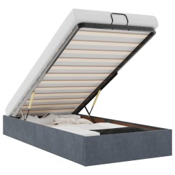  Cadre de lit ottoman sans matelas gris foncé 90x200 cm velours alsavelo 
