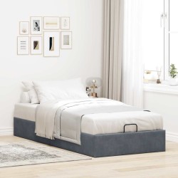  Cadre de lit ottoman sans matelas gris foncé 90x200 cm velours alsavelo 