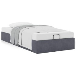  Cadre de lit ottoman sans matelas gris foncé 90x200 cm velours alsavelo 