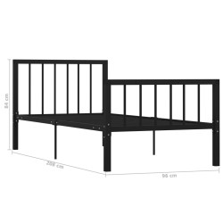  Cadre de lit sans matelas noir métal 90x200 cm alsavelo 