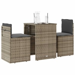  bistro 3 pcs avec coussins gris résine tressée alsavelo 