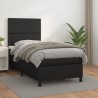  Sommier à lattes de lit avec matelas Noir 90x190 cm Similicuir alsavelo 