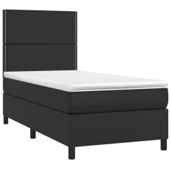  Sommier à lattes de lit avec matelas Noir 90x190 cm Similicuir alsavelo 