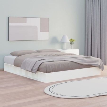  Cadre de lit sans matelas blanc 140x200 cm bois massif alsavelo 